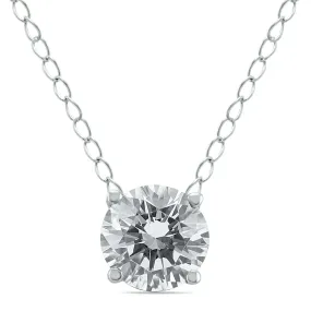 1/3 Carat Floating Round Diamond Solitaire Necklace In 14K White Gold