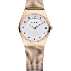 Bering Ladies Rose Gold & Swarovski Elements Mesh Strap Watch 11927-366