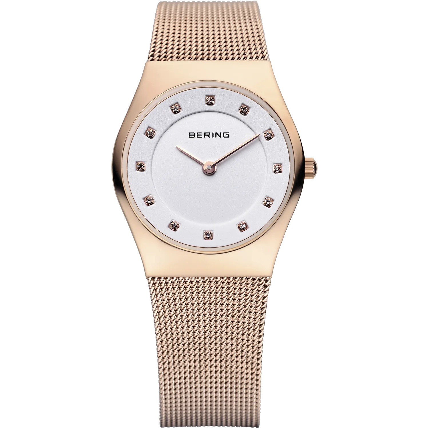 Bering Ladies Rose Gold & Swarovski Elements Mesh Strap Watch 11927-366