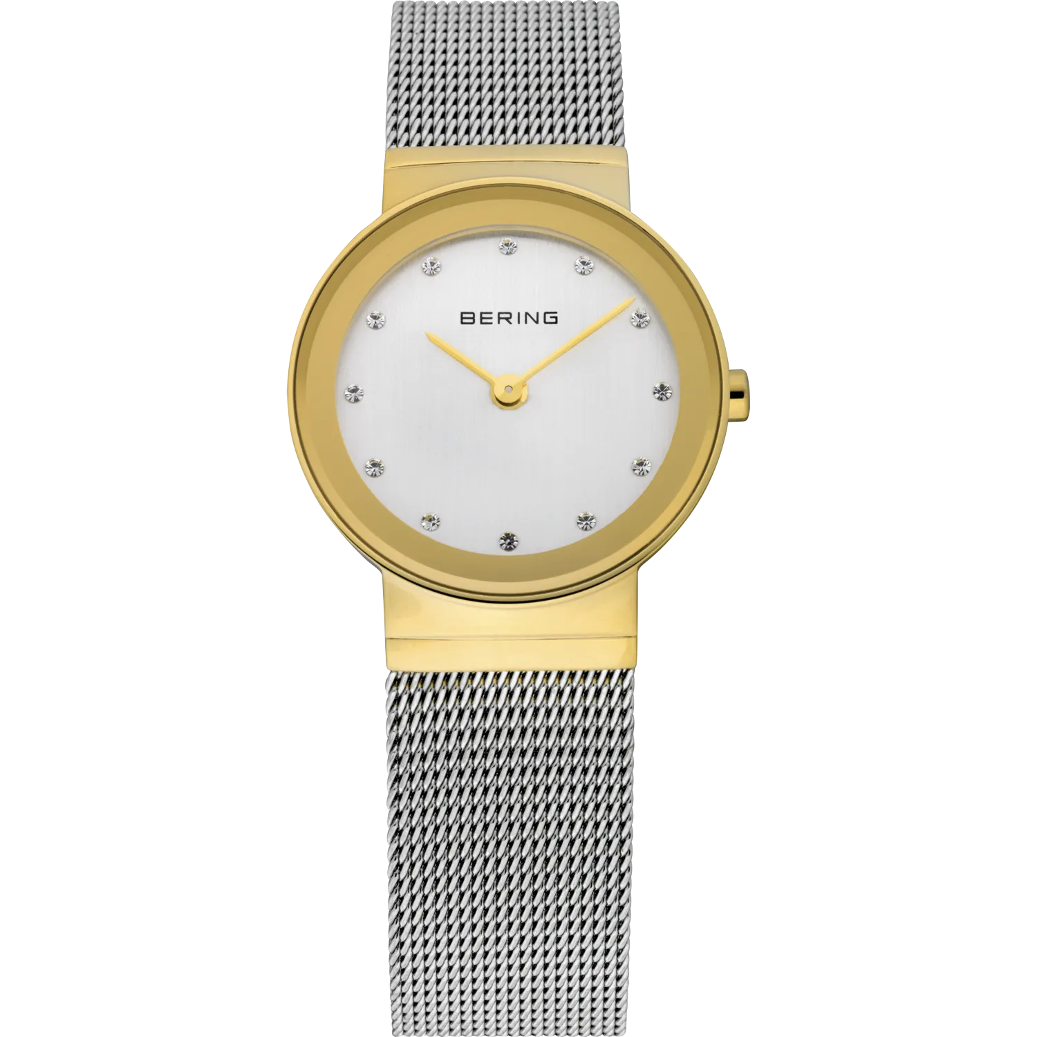 Bering Ladies Silver Mesh Watch Polished Gold 10126-001