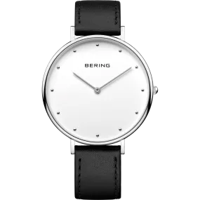 Bering Steel & Black Leather Gents Watch 14839-404