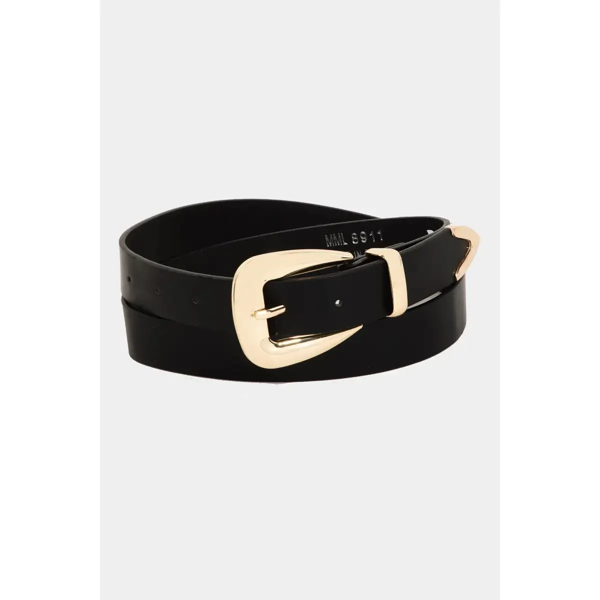 Black Smooth Gold Buckle Belt