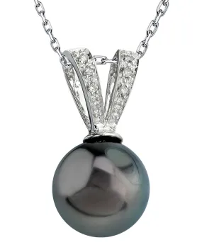 Black Tahitian Pearl & Diamond Vesper Pendant