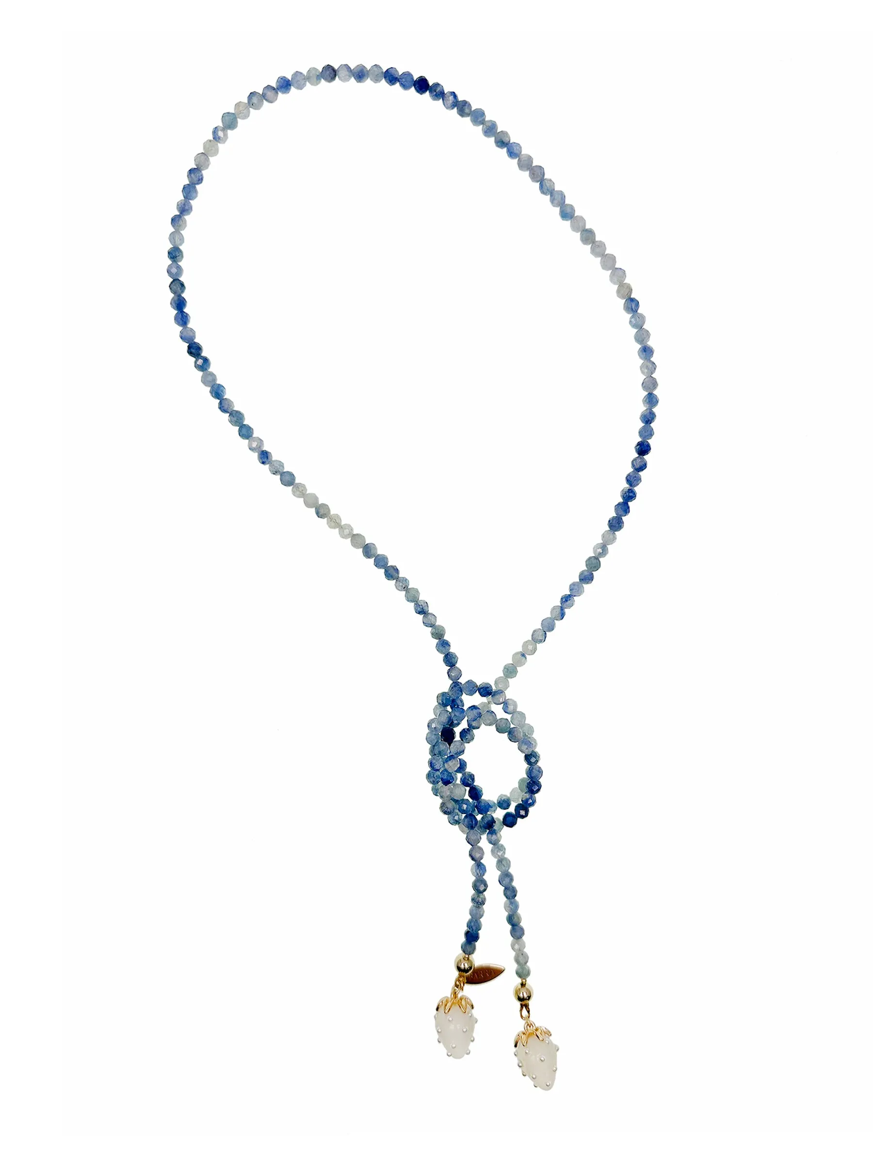 Blue Kyanite with Strawberry Pendants Open-end Necklace JN039