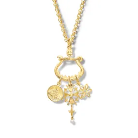 Chatelaine Charm Holder Pendant Yellow Gold