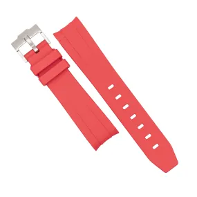 Curved End Rubber Strap for Omega x Swatch Moonswatch in Red