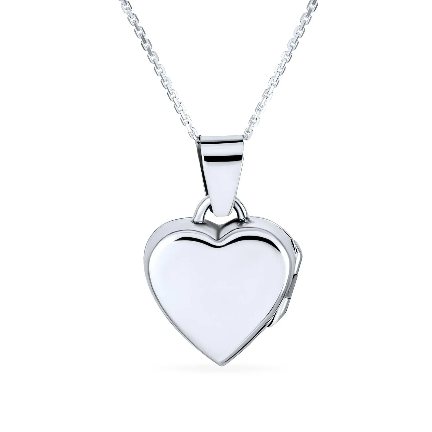 CZ Accent Holds Picture Star Flower Heart Locket Necklace .925 Silver