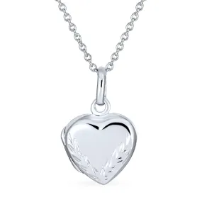 CZ Accent Holds Picture Star Flower Heart Locket Necklace .925 Silver