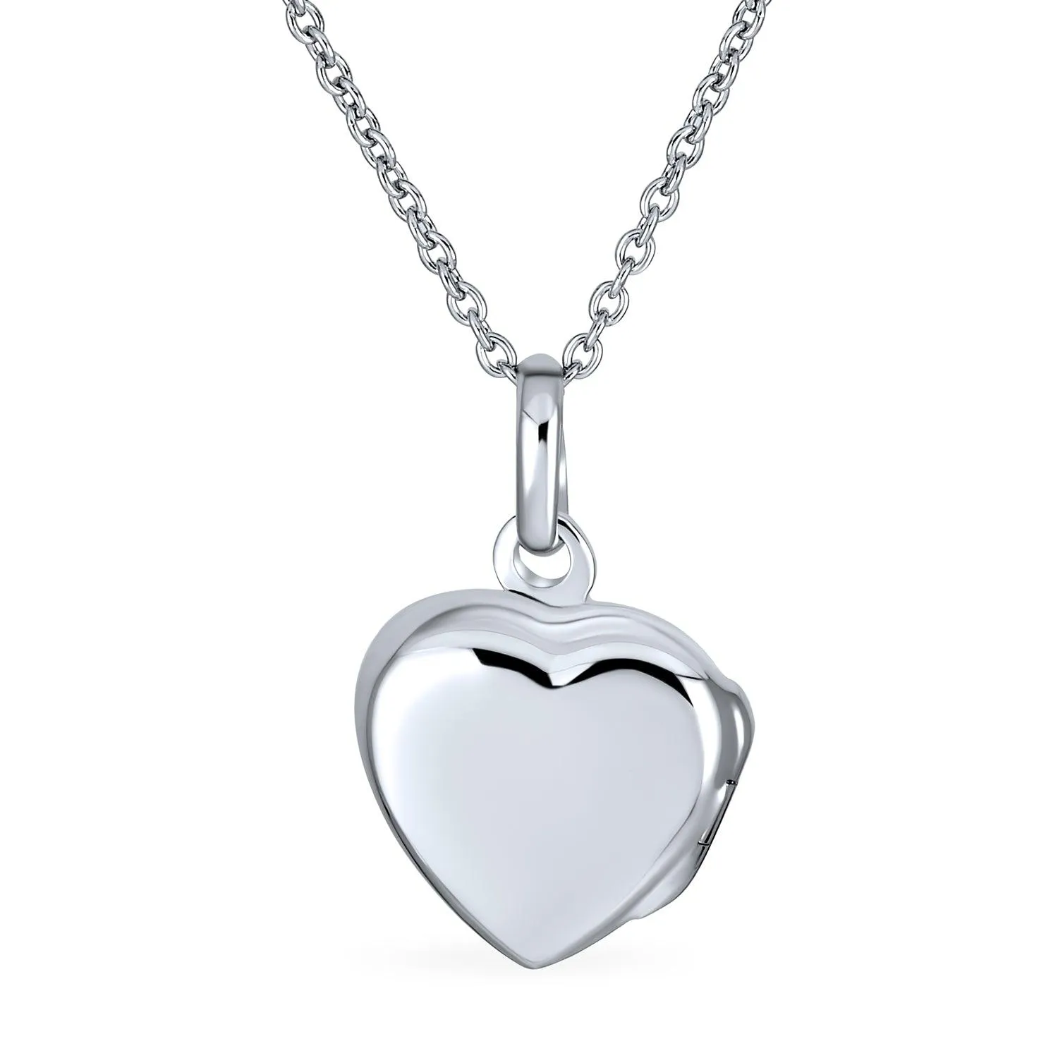 CZ Accent Holds Picture Star Flower Heart Locket Necklace .925 Silver