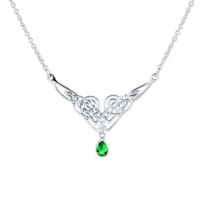 CZ Gemstone Teardrop Celtic Knot Infinity Necklace Collar .925 Silver