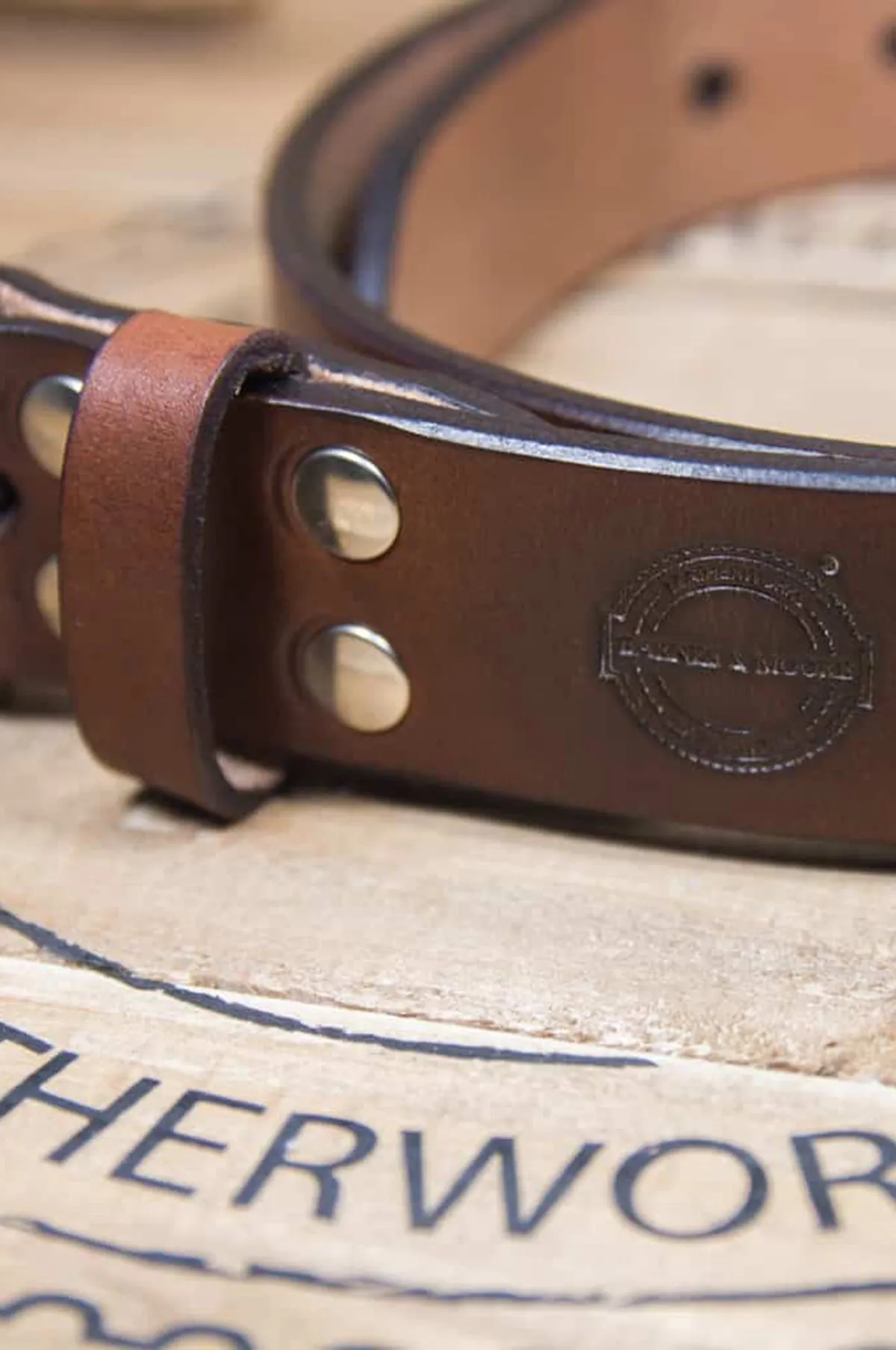 Garrison Belt Oak Bark Leather Conker/Nickel