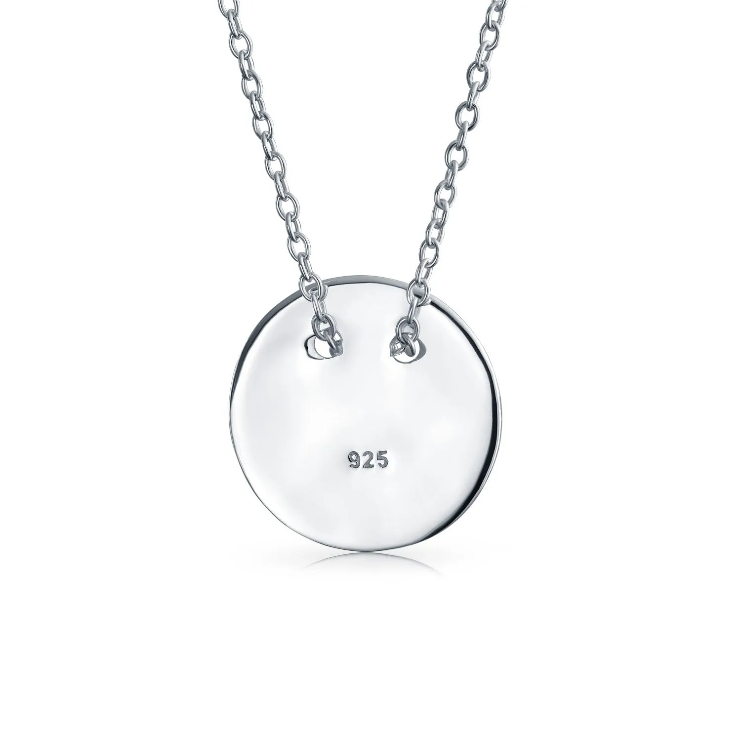 Geometric Round Disc Slide Alphabet Initial Pendant Necklace 16In