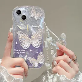 Kawaii Luxury Butterfly Glitter Clear iPhone Case