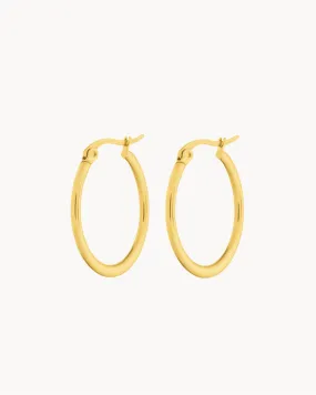 Large Signature Hoops, Gold