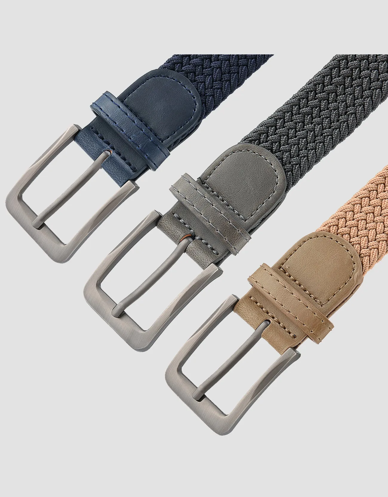 Men's Elastic Braided Stretch Belt-3 Pack