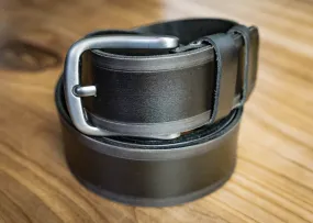 Men’s Leather Designer Belt "Moss" | Handcrafted | Black Grey