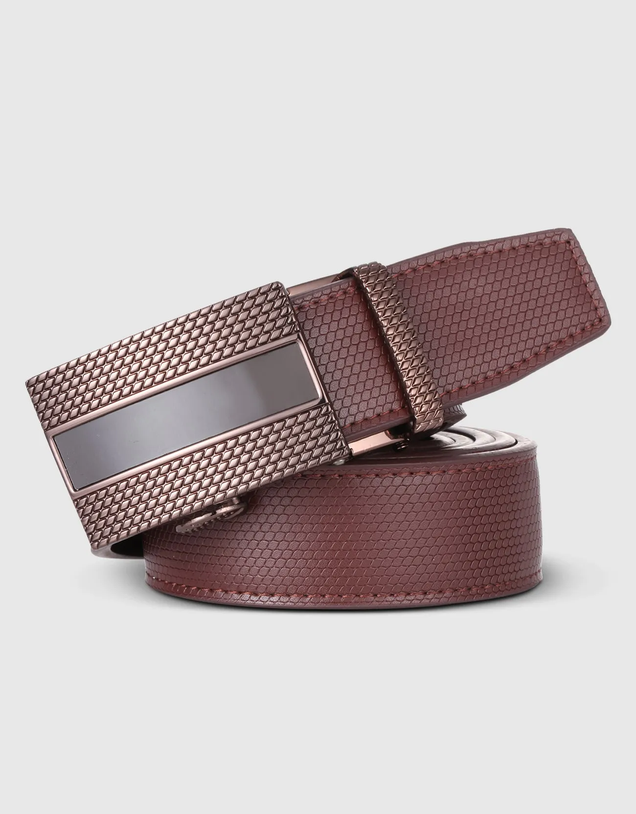 Men's Lozenge Plaque Leather Ratchet  Belt