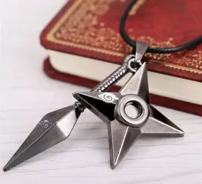 Naruto Anime |Kunai And Shuriken Design | Unisex Metal Pendant |