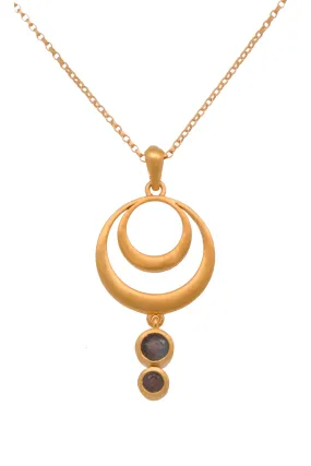 Strength Double Circle Pendant 24K Fair Trade Gold Vermeil in Various Gemstones