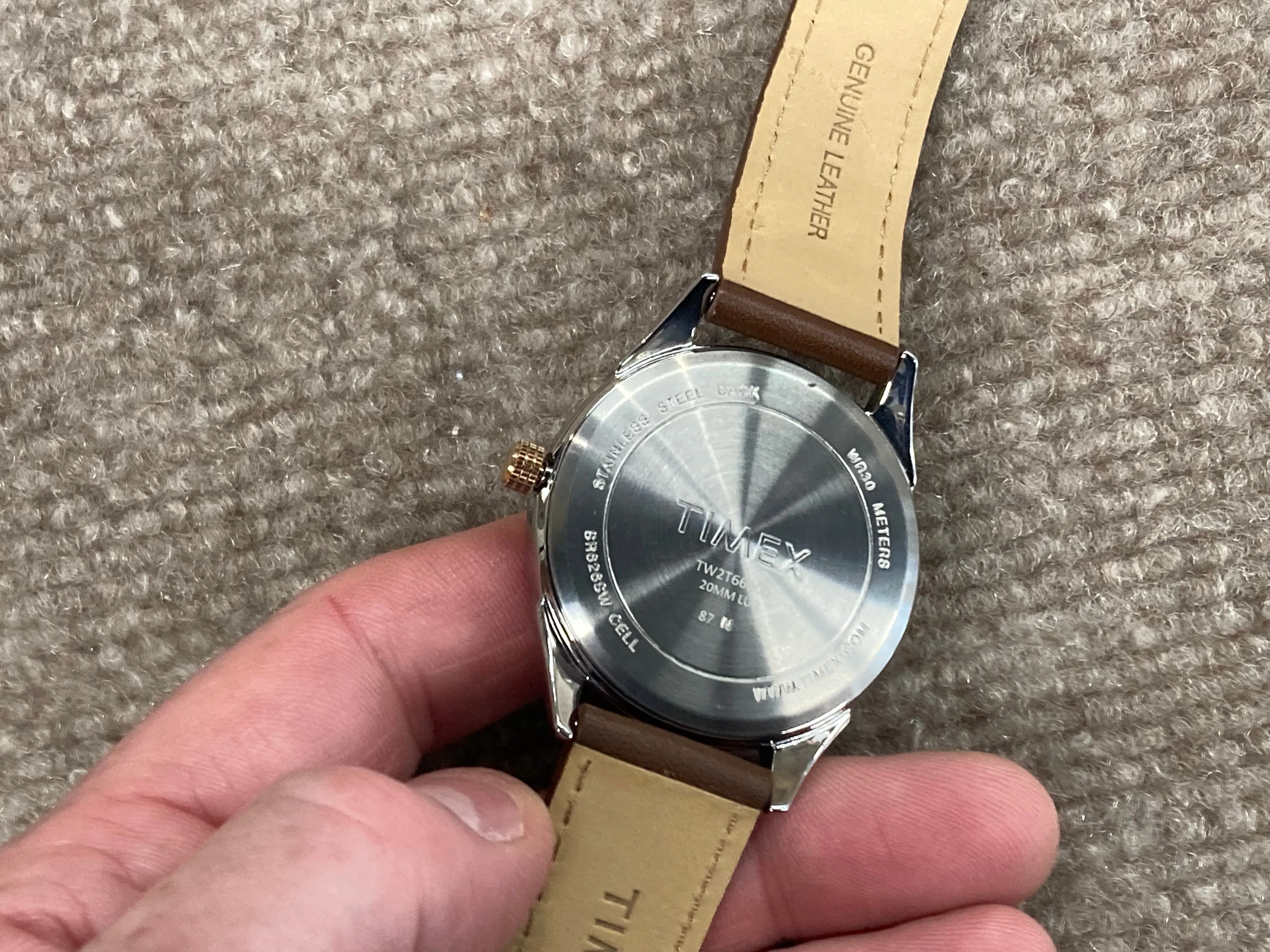 Timex Large Watch With Leather Strap