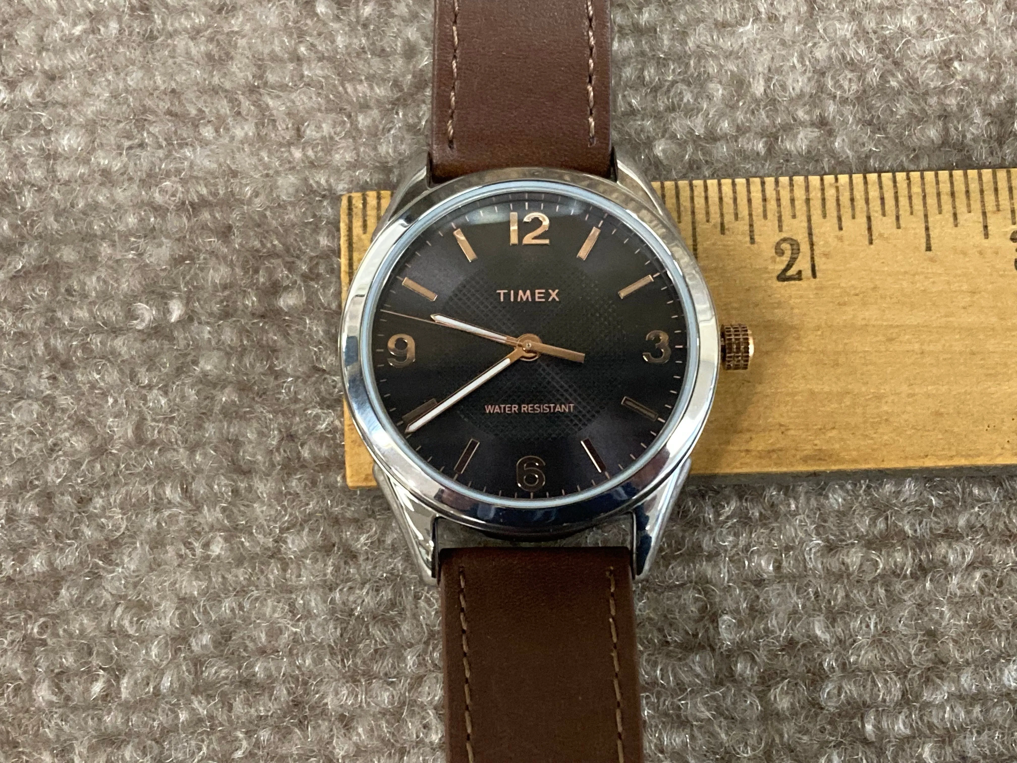 Timex Large Watch With Leather Strap