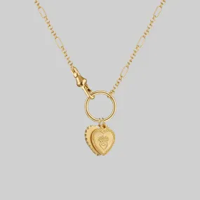 VALENTINA. Multi Heart Charm Clasp Necklace - Gold