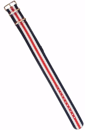 Watchband Navy White Red White Navy Thin Stripe