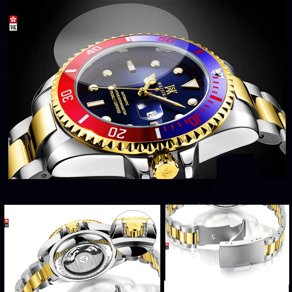 WEISIKAI Luxury Mens Diver Watch - Top-Brand Automatic Mechanical Sports Watch - Premium Diving Wristwatch - Masculino Style